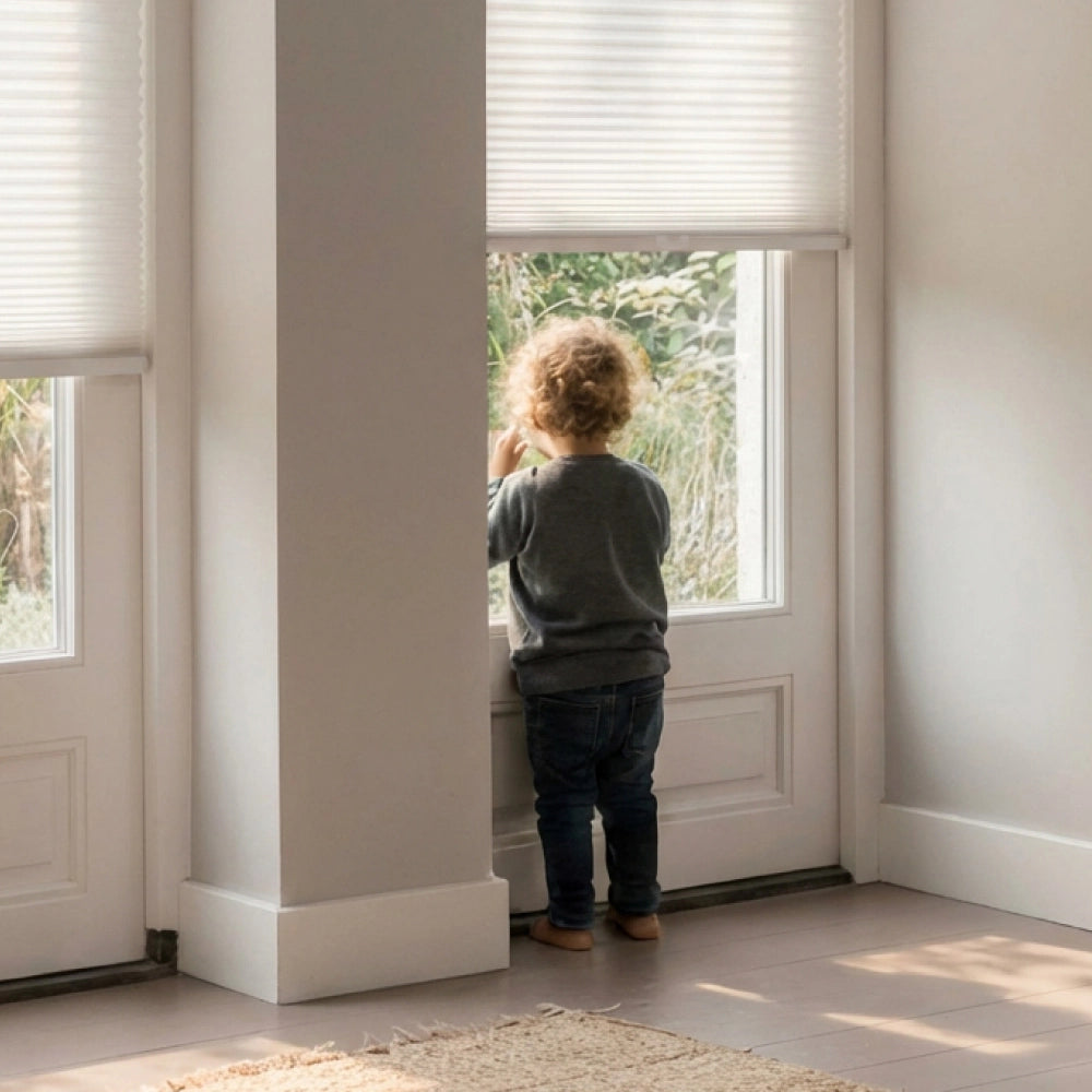 Regal Estate DrillMount Cordless 1.5 inch Light Filtering Top Down Bottom Up Cellular Shades For Windows, 64" Height