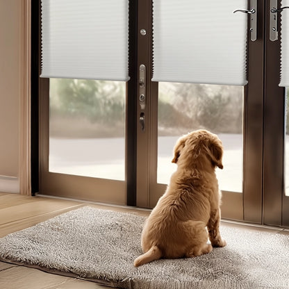 Pet-safe cordless cellular shades for patio glass doors
