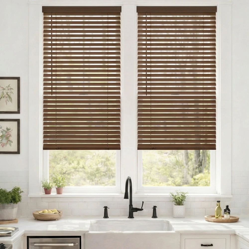 2 Inch Cordless Faux Wood Blind (Outside Mount)